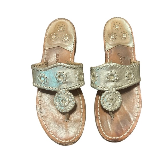 Jack Rogers Original Jacks Flat Gold / Platinum Size 6 - Picture 4 of 8